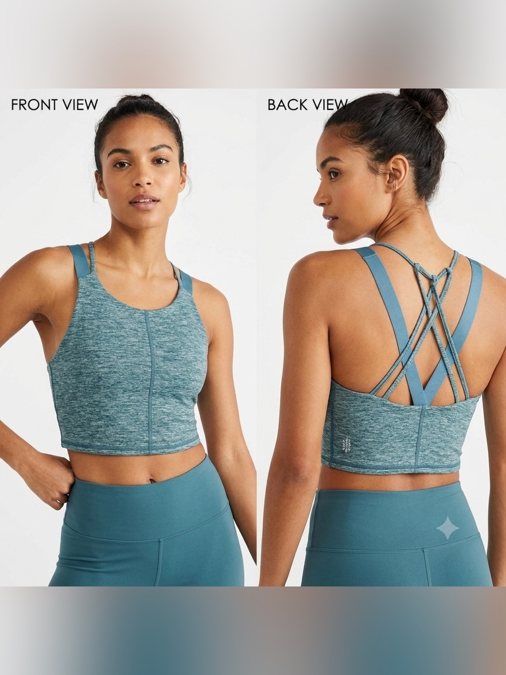 Free People Movement Strappy Teal Twist-Back Sports Bra Crop Top, Size Small